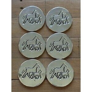 Set of 6 Hoselton Canada Horse Drink Coasters Aluminium Metal Decor Used